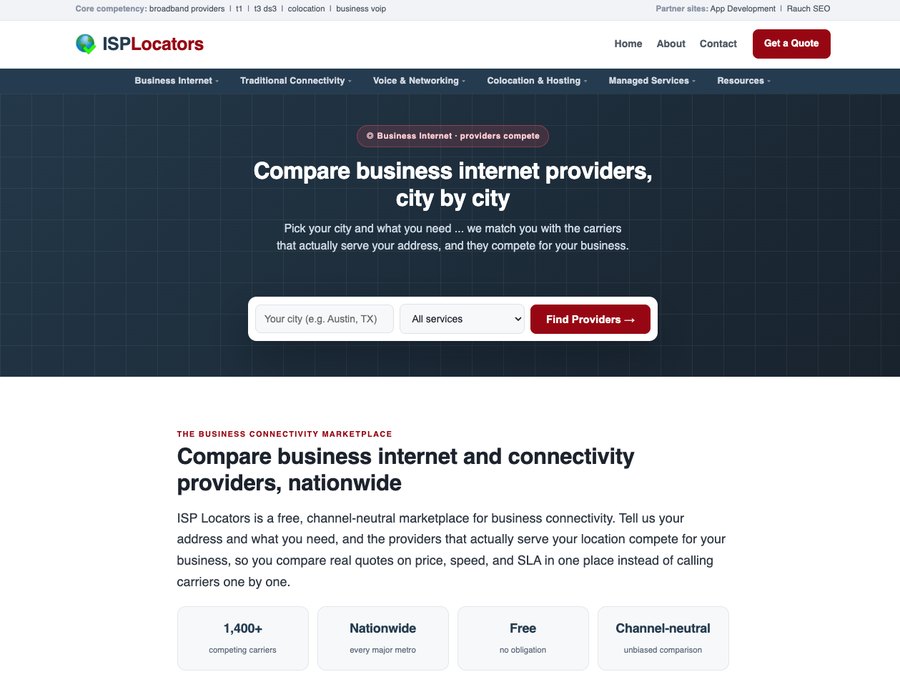 ISP Locators homepage