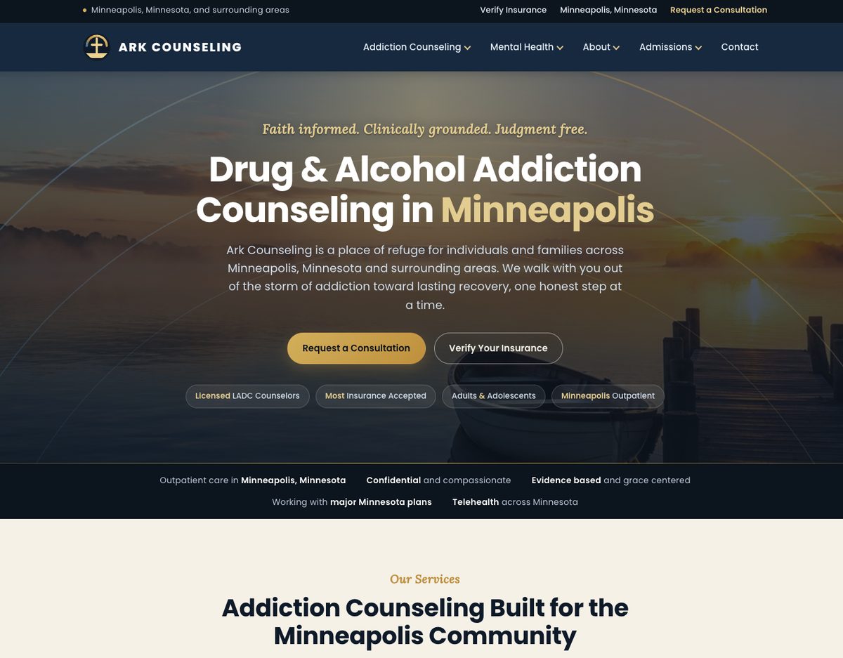 Ark Counseling homepage: drug and alcohol addiction counseling in Minneapolis