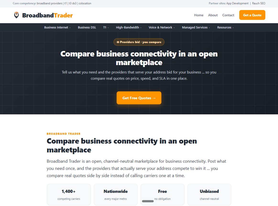Broadband Trader homepage