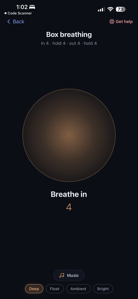 Breathing exercise screen