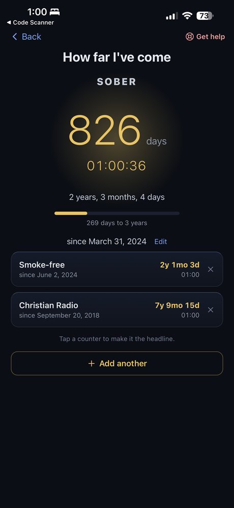 Milestones screen